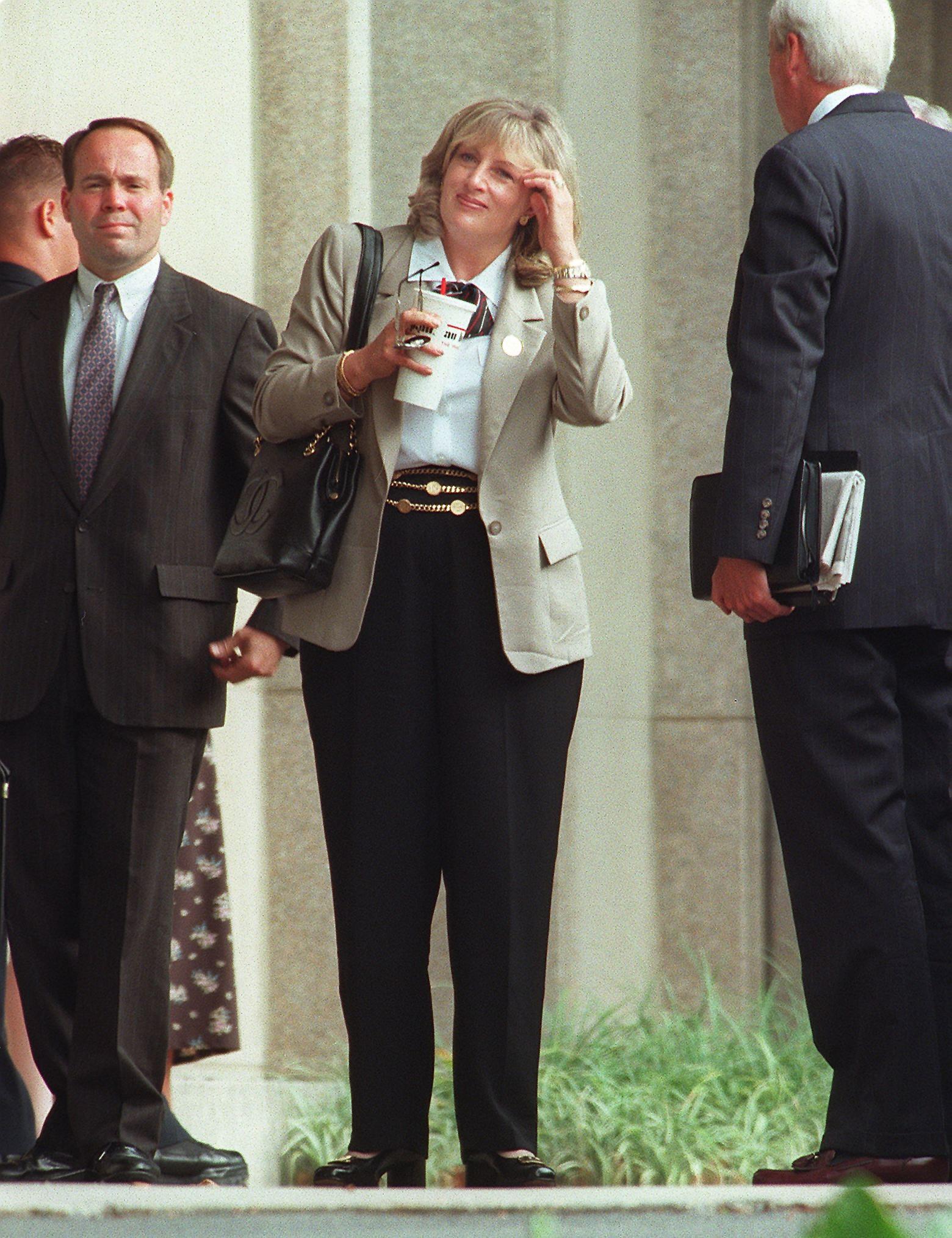 PHOTO: Linda Tripp arrives at the US District Courthouse in Washington, D.C., July 9, 1998.