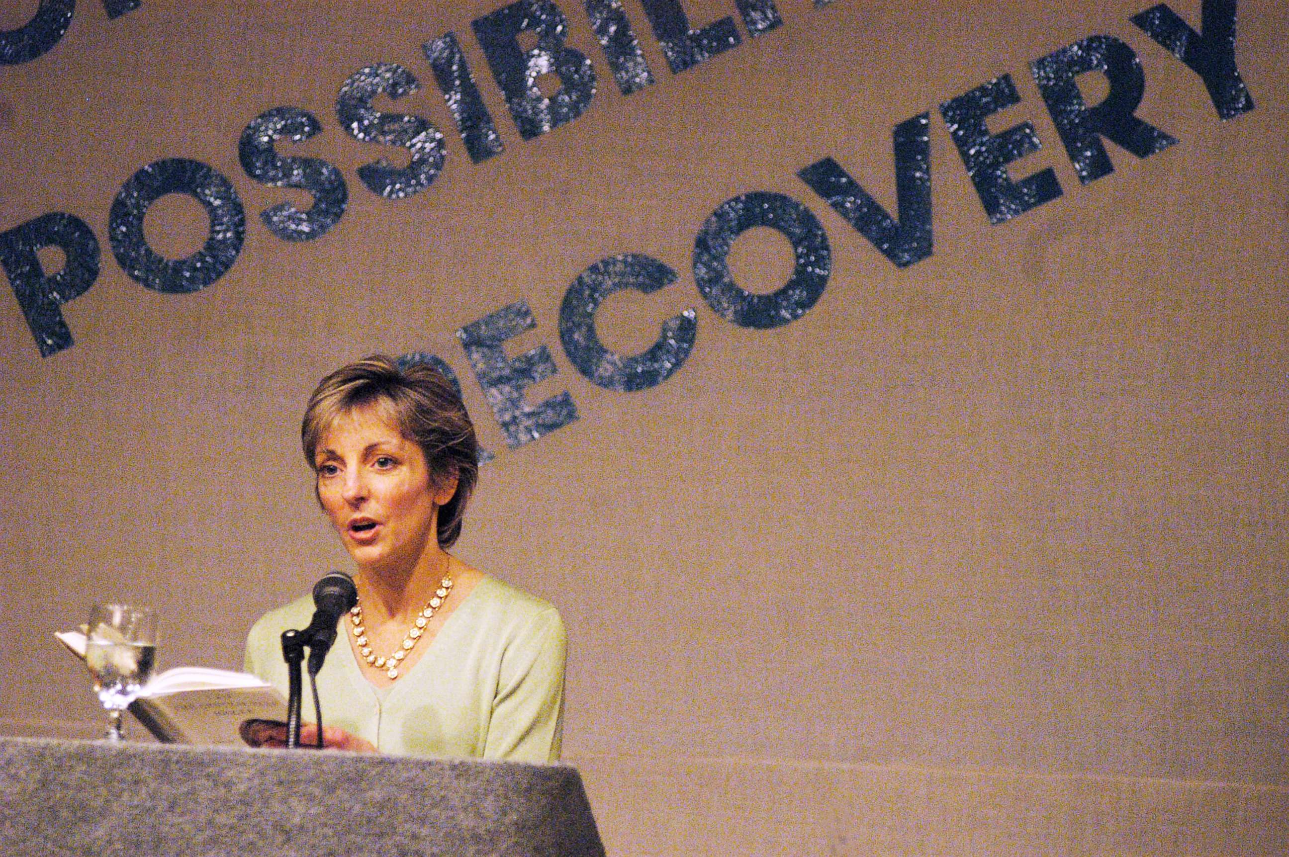 PHOTO: Trisha Meili speaks at the Sexual Assault Education Center's 2nd annual Author's Luncheon April 10, 2003 in Stamford, Conn.