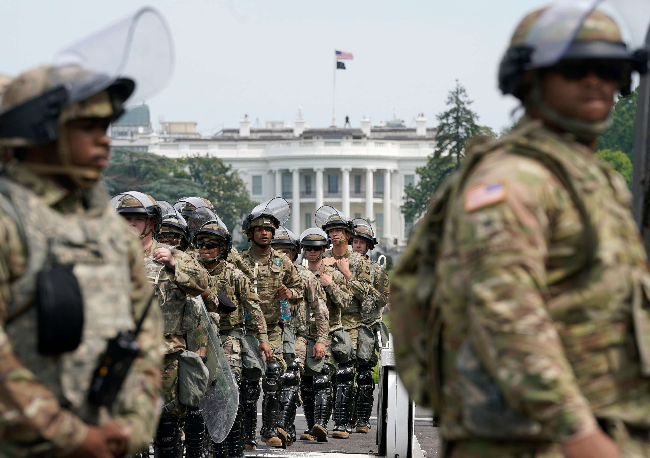 PHOTO: National Guard members deploy near the White House as peaceful protests are scheduled against police brutality and the death of George Floyd, on June 6, 2020, in Washington, D.C.