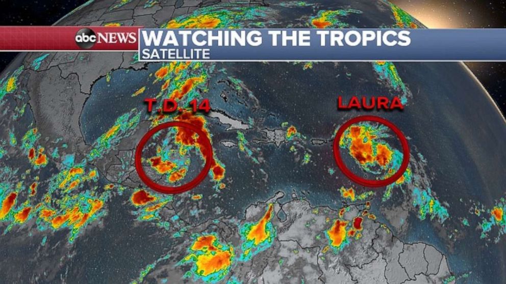 PHOTO: There are two systems churning toward the Gulf of Mexico on Friday.