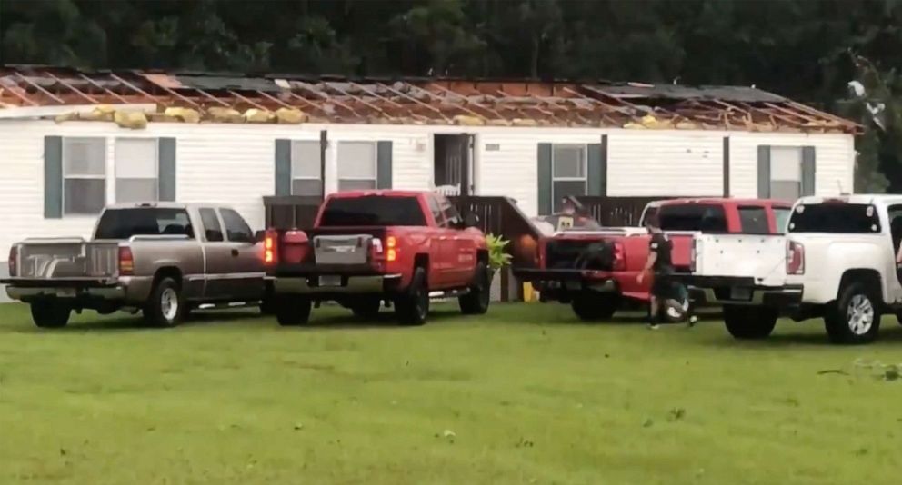 PHOTO: In this screen grab taken from a video, tornado damage is shown on a house in Alabama after Tropical Storm Claudette came through, June 19, 2021.