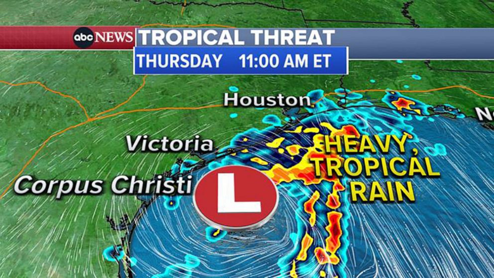 PHOTO: The closet tropical storm to the U.S. is one near the Texas coast, and it has 40% chance of becoming a Tropical Depression in the next 24 hours as it moves on shore just south of Houston.