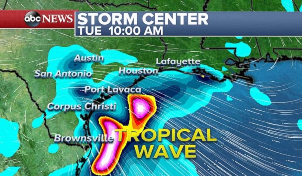 Heavy rain will move onto the Texas coast on Tuesday morning.