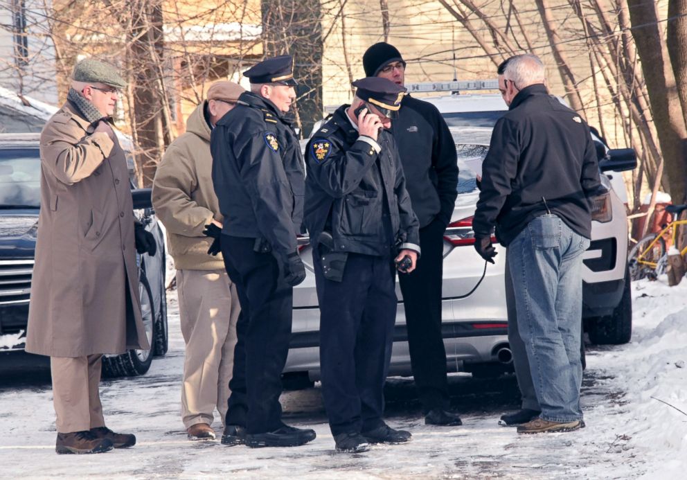 PHOTO: Police secure the perimeter of a home in Troy, N.Y., Dec. 26, 2017, after four bodies were discovered in a basement apartment. Troy police say the deaths are being treated as suspicious.