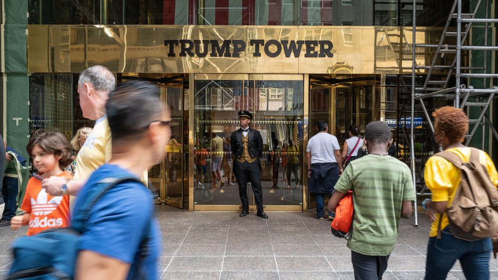 PHOTO: People walk by  Trump Tower in New York, Aug. 10, 2022.
