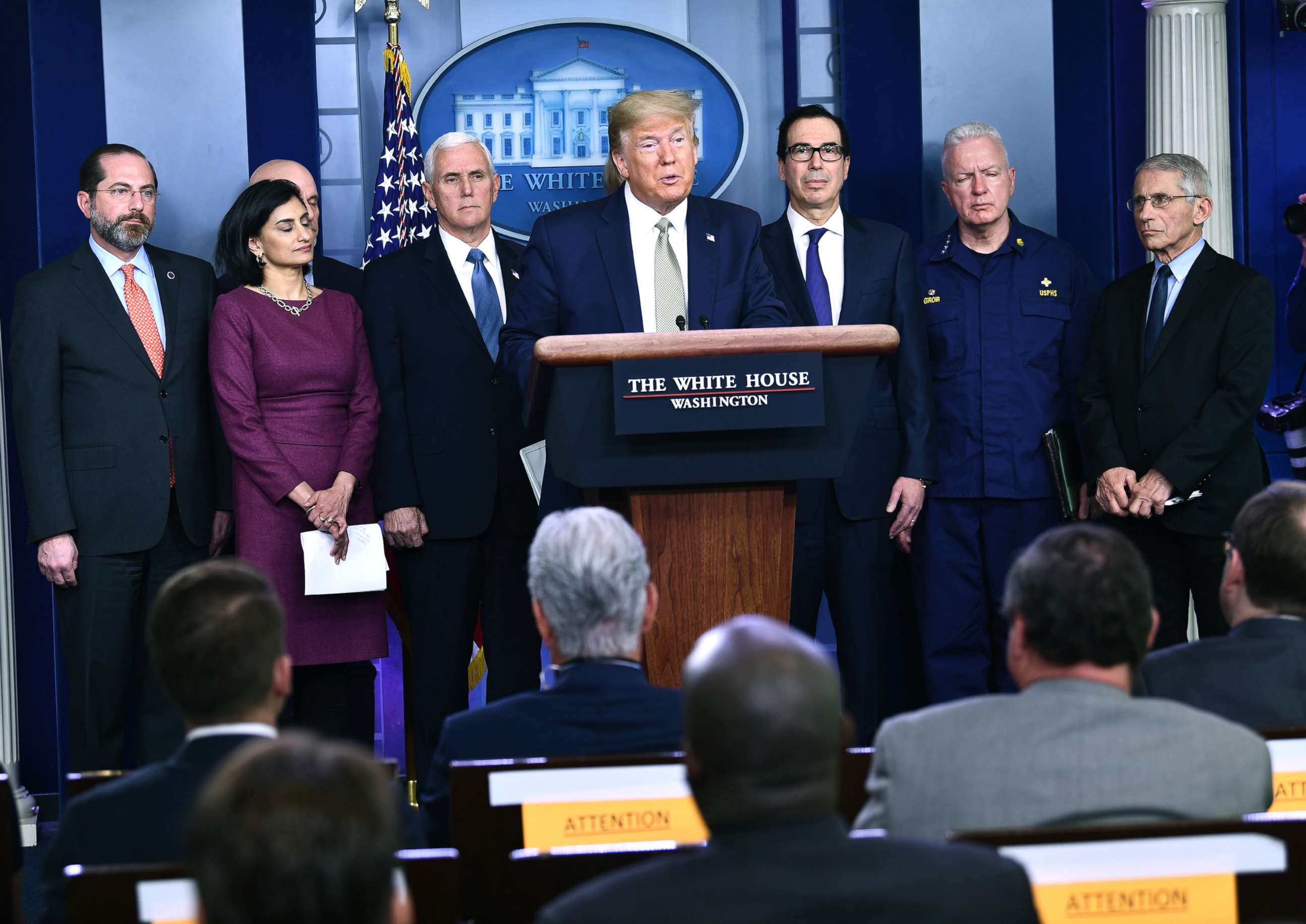 PHOTO: President Donald Trump speaks during a Coronavirus Task Force briefing at the White House, March 17, 2020.