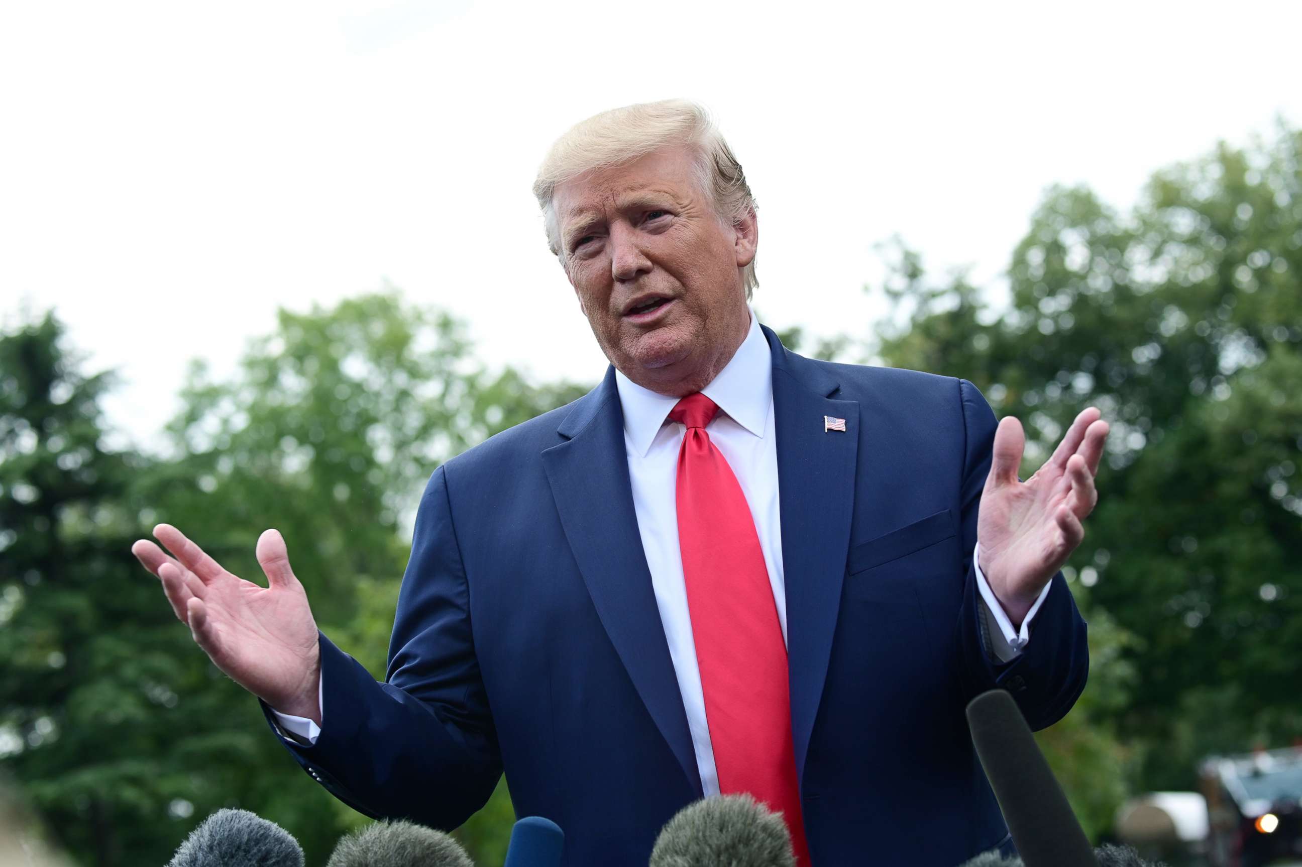 PHOTO: President Donald Trump speaks to reporters at the White House, Sept. 9, 2019. 