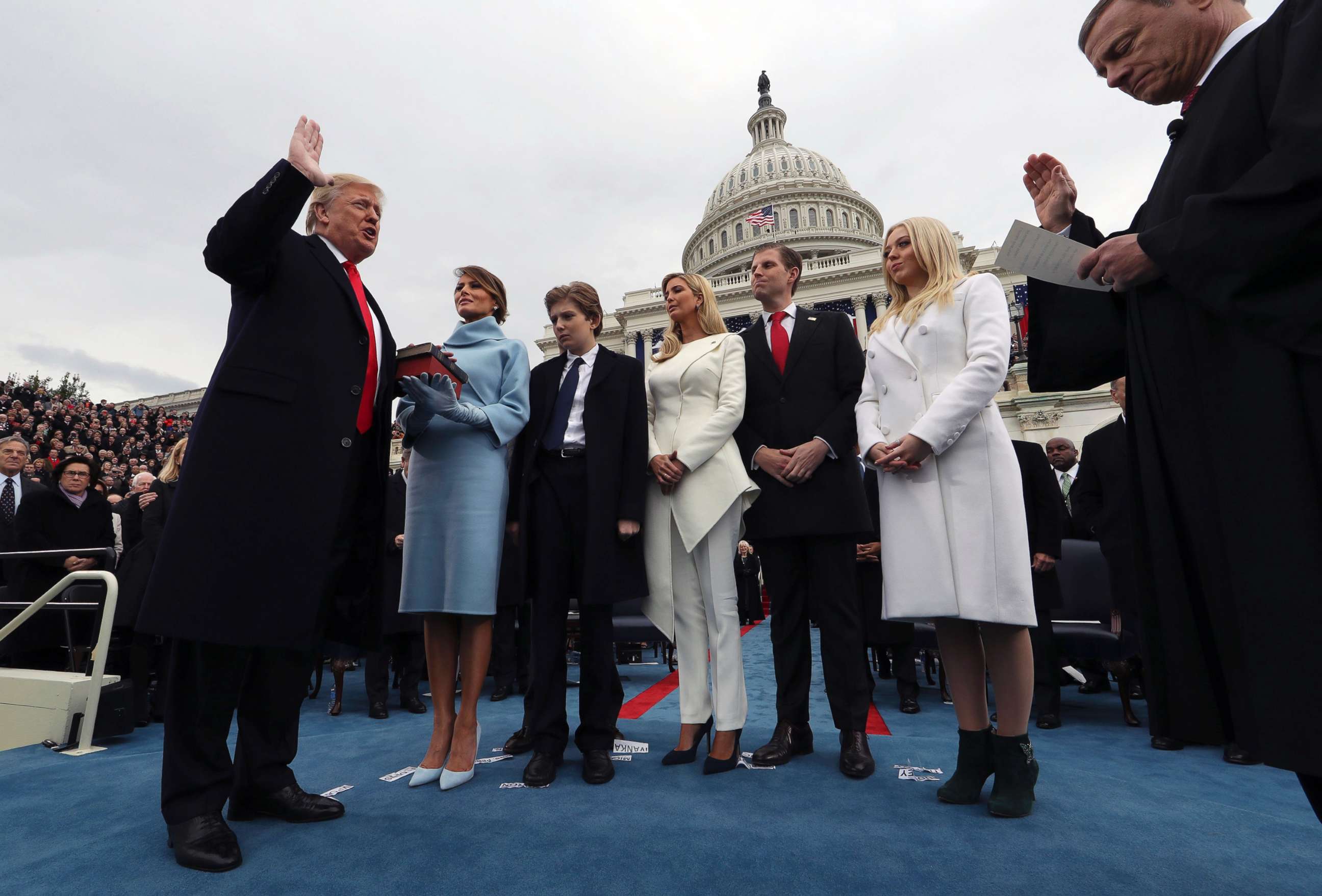 PHOTO: In this Jan. 20, 2017 file photo President Donald Trump takes the oath of office administered by Supreme Court Chief Justice John Roberts at the Capitol, in Washington D.C.