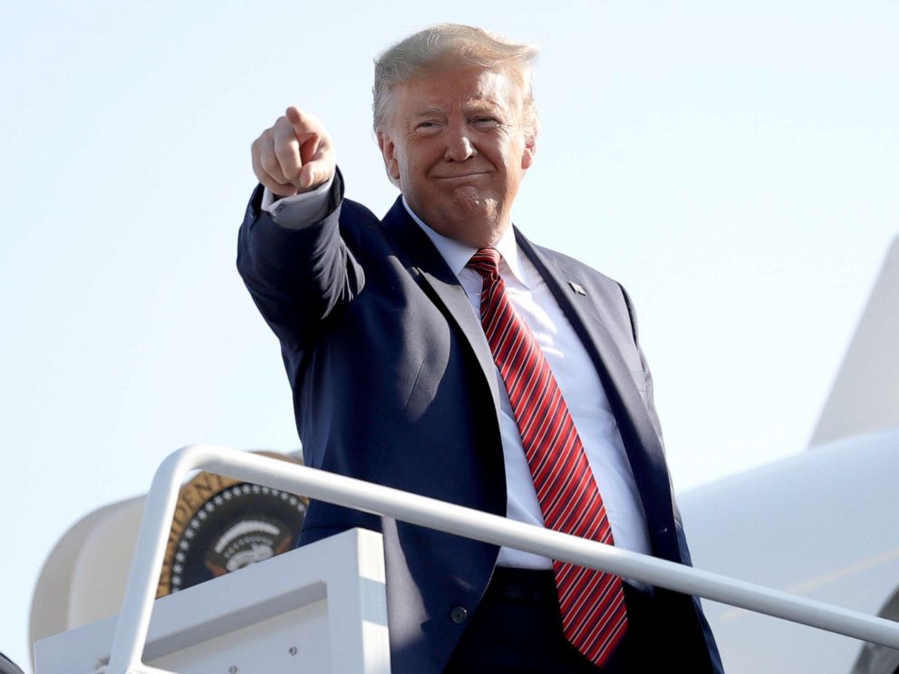 PHOTO: President Donald Trump boards Air Force One for a trip to Houston to attend an event with Indian Prime Minister Narendra Modi, Sept. 22, 2019, at Andrews Air Force Base, Md.