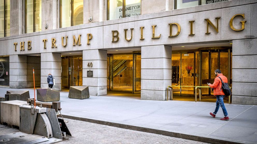 PHOTO: A pedestrian walks past the Trump Building in New York, Jan. 24, 2021.