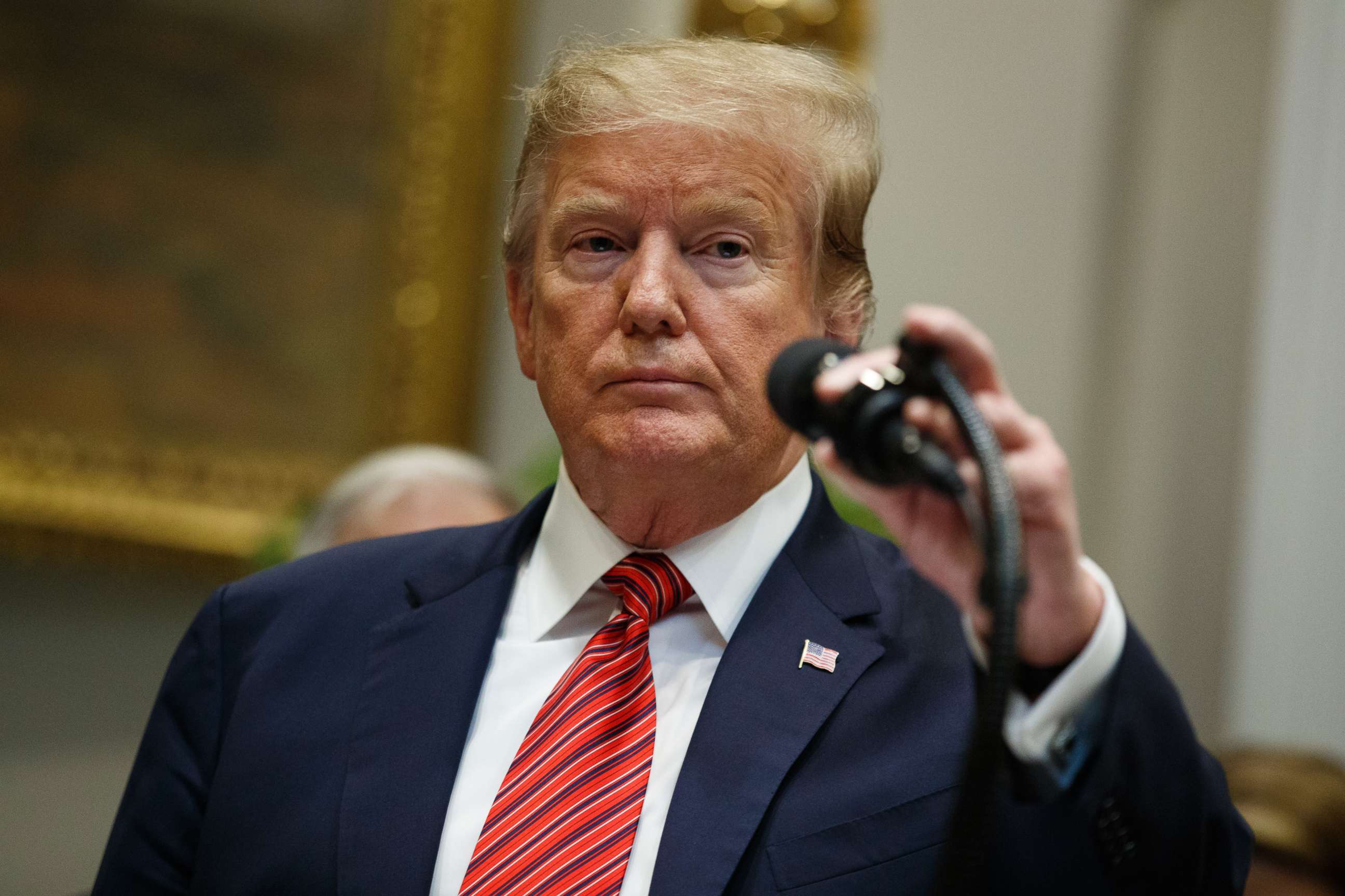 PHOTO: President Donald Trump speaks during a signing ceremony for an executive order on a "National Roadmap to Empower Veterans and End Veteran Suicide," in the Roosevelt Room of the White House, March 5, 2019.