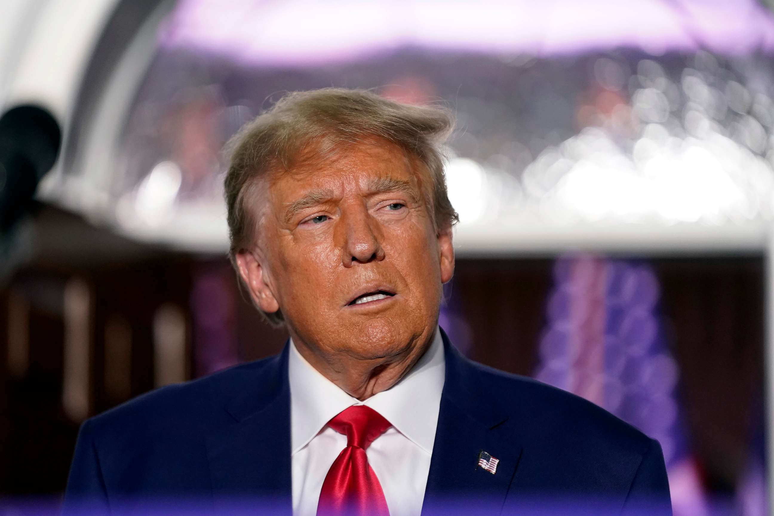 PHOTO: Former President Donald Trump speaks at Trump National Golf Club in Bedminster, N.J., June 13, 2023.