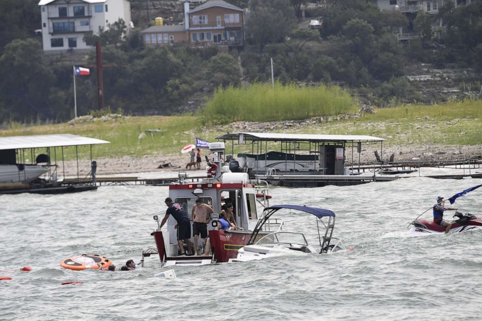 PHOTO: Several boats were swamped and sunk during a Trump boat parade on Lake Travis in Austin, Texas, on Saturday, Sept. 5, 2020.