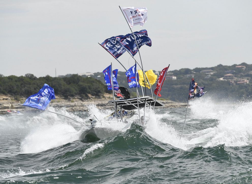 PHOTO: Several boats were swamped and sunk during a Trump boat parade on Lake Travis in Austin, Texas, on Saturday, Sept. 5, 2020.