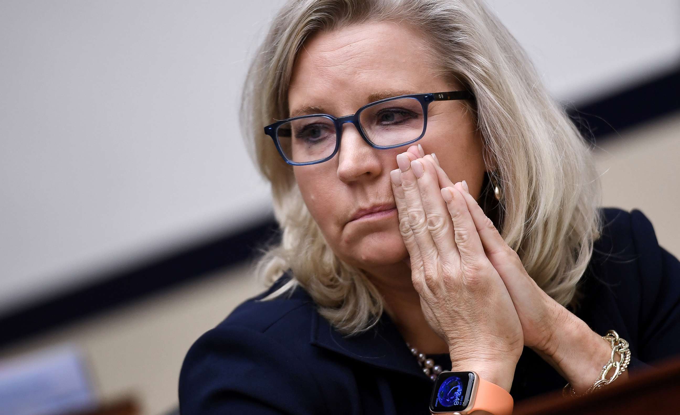 PHOTO: Representative Liz Cheney listens during a House Armed Services Committee hearing in Washington, Sept. 29, 2021. 