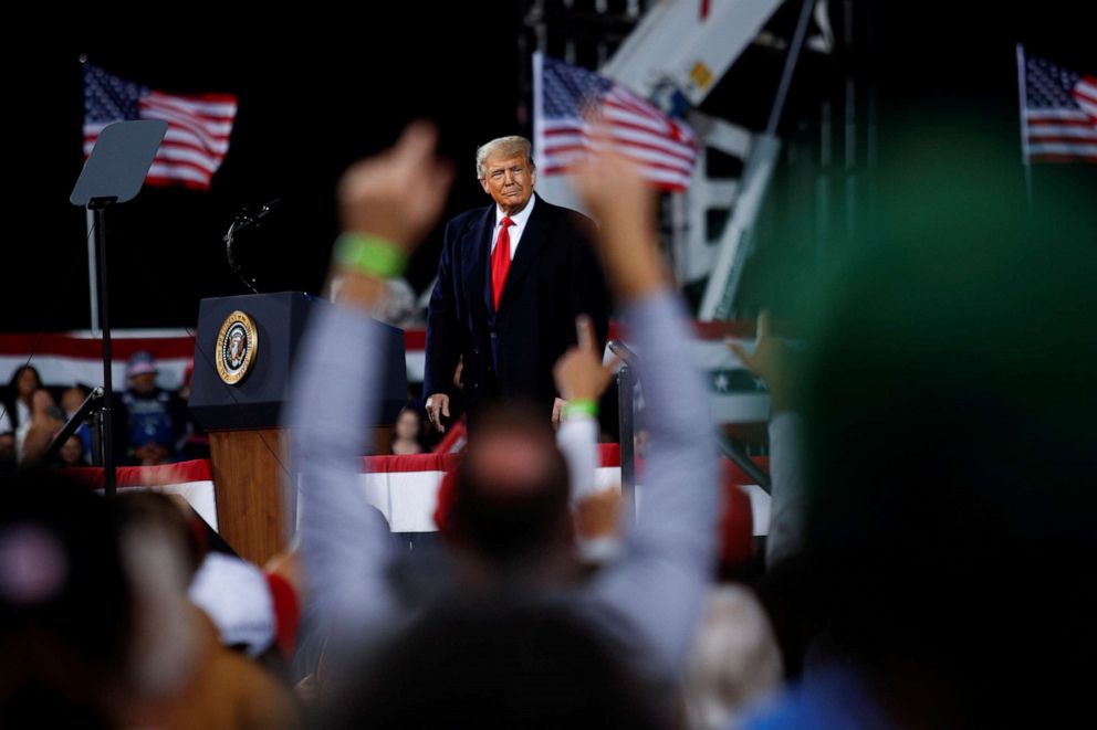 PHOTO: President Donald Trump attends a campaign event in Fayetteville, N.C., Sept. 19, 2020.