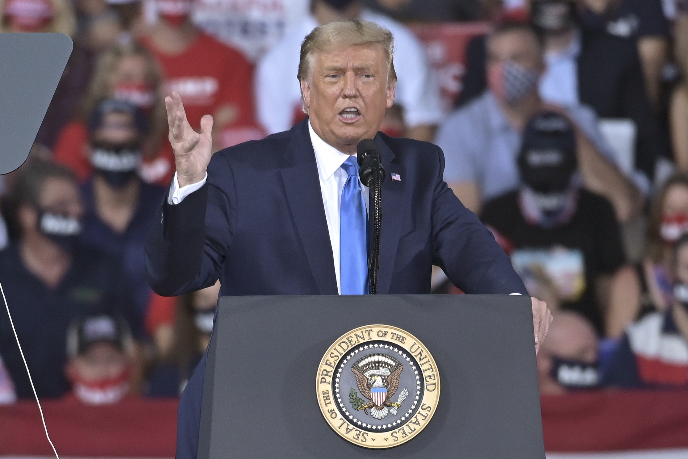 PHOTO: President Donald Trump speaks at a rally in Jacksonville, Fla., Sept. 24, 2020.