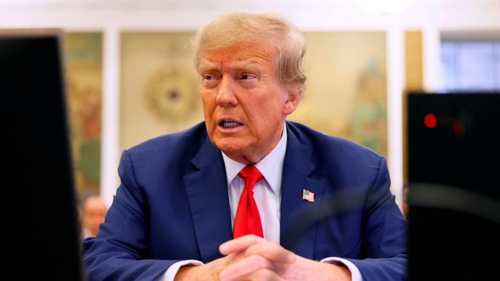 PHOTO: Former President Donald Trump sits in New York State Supreme Court during his civil fraud trial, on Jan. 11, 2024, in New York.