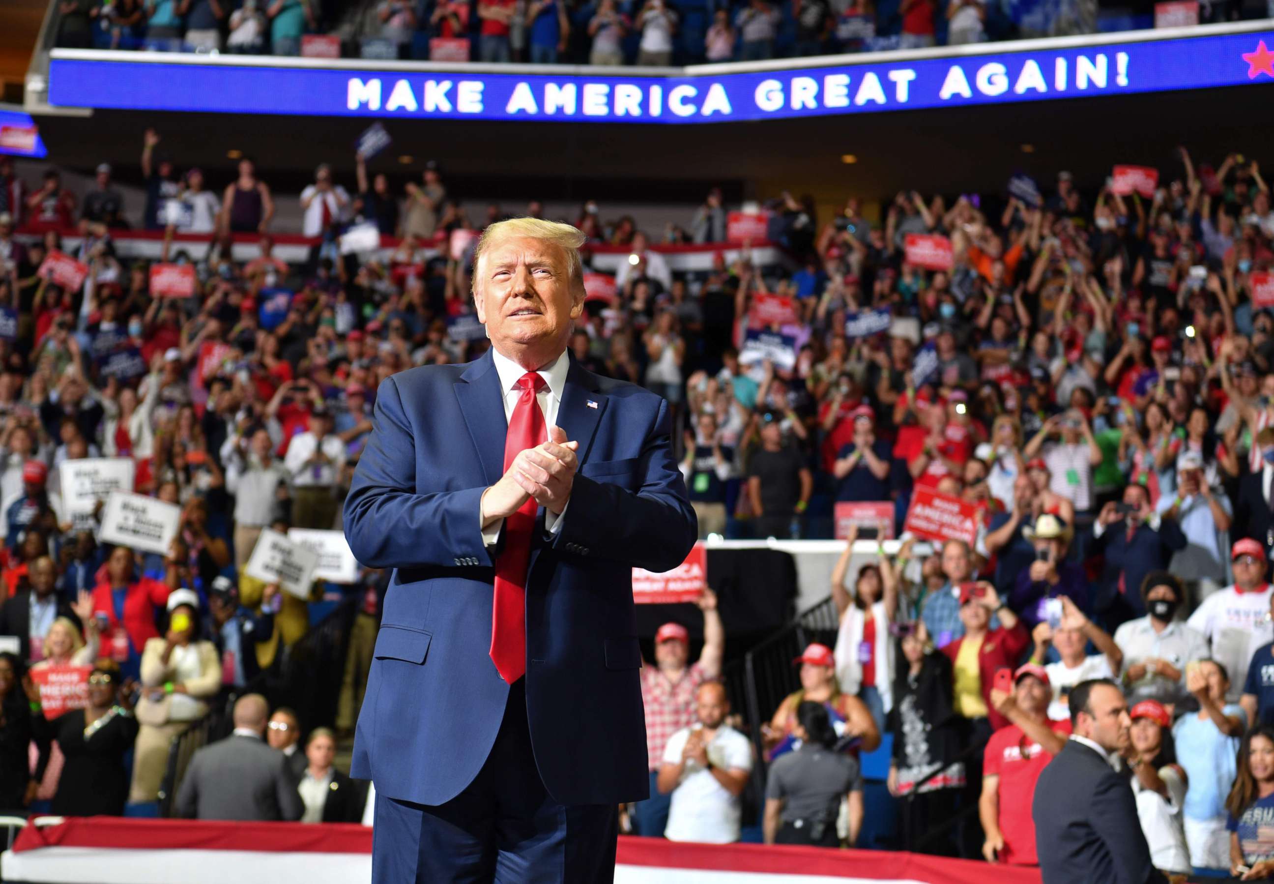 PHOTO: Donald Trump arrives for a campaign rally at the BOK Center on June 20, 2020 in Tulsa, Oklahoma.