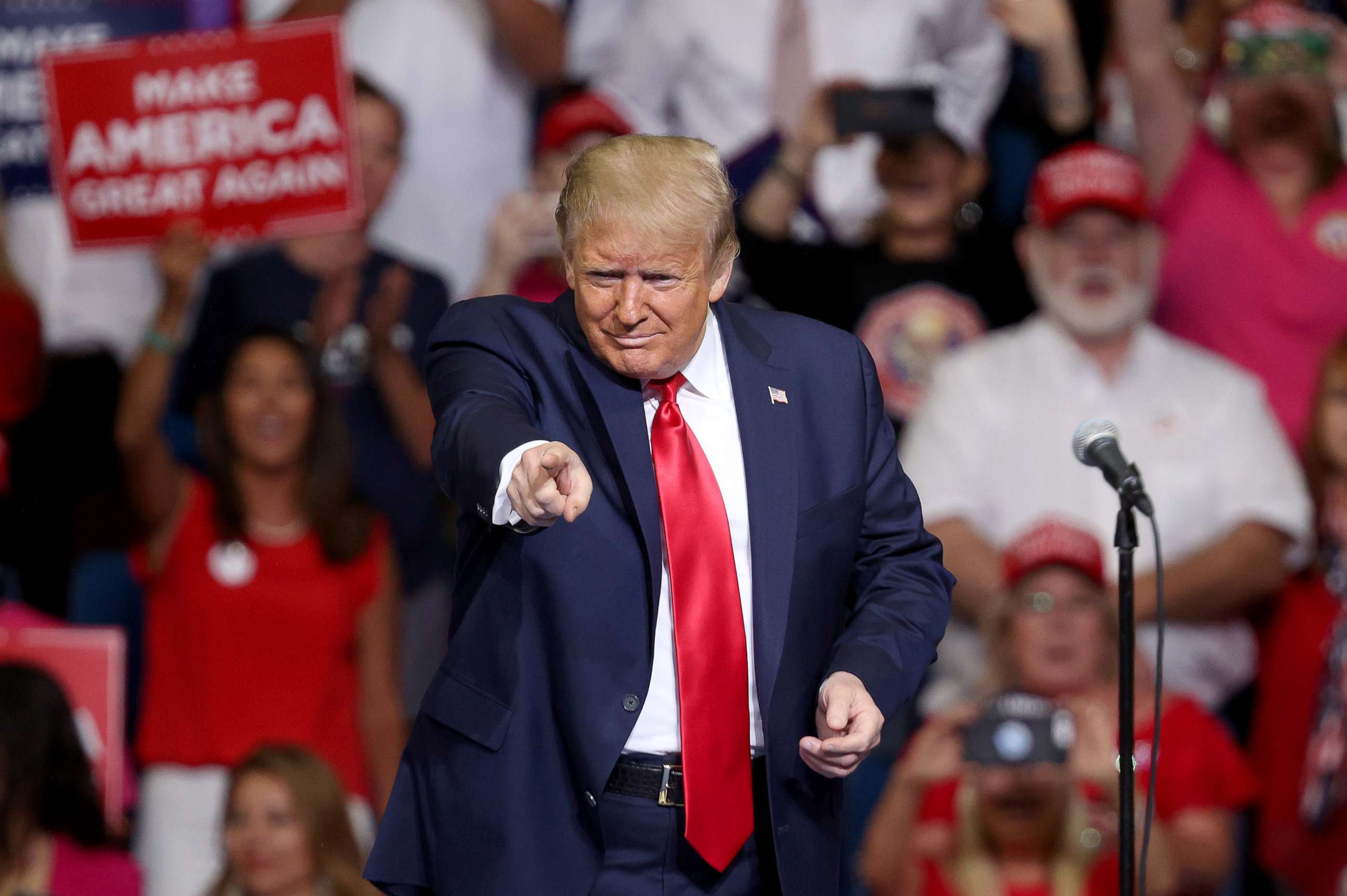 PHOTO: U.S. President Donald Trump arrives at  a campaign rally at the BOK Center, June 20, 2020 in Tulsa, Oklahoma.