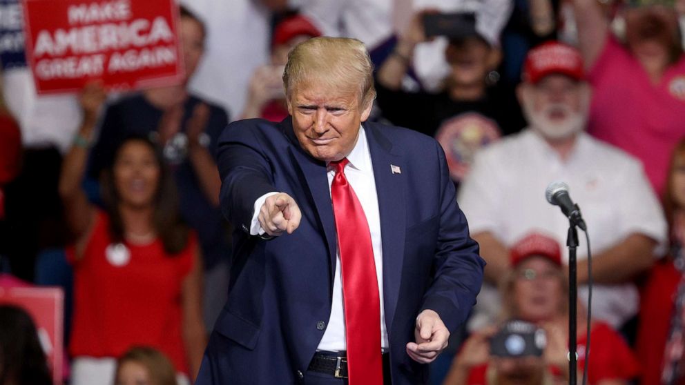 PHOTO: U.S. President Donald Trump arrives at  a campaign rally at the BOK Center, June 20, 2020 in Tulsa, Oklahoma.