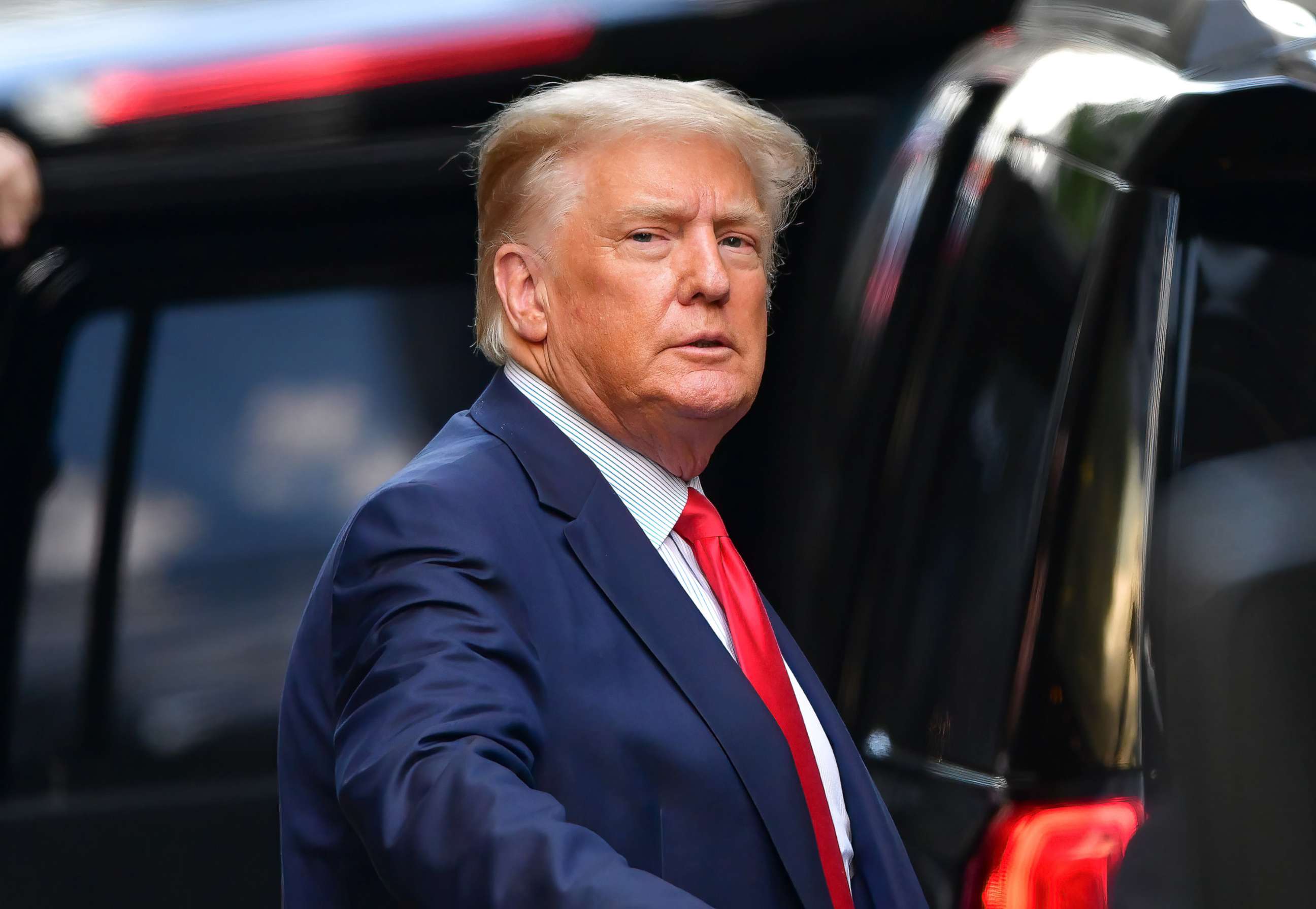 PHOTO: Former U.S. President Donald Trump leaves Trump Tower in Manhattan on May 18, 2021, in New York.