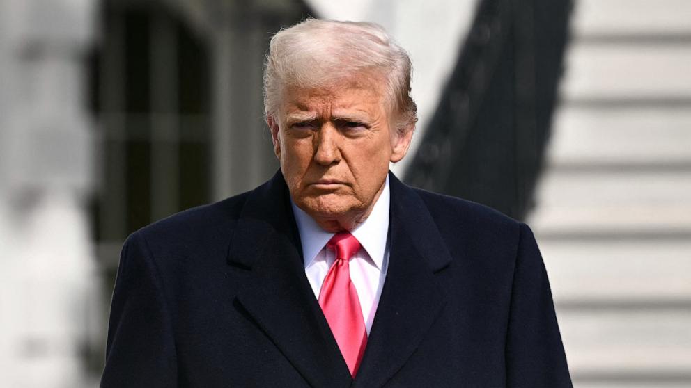 PHOTO: President Donald Trump departs from the South Lawn of the White House in Washington, D.C., on Feb. 22, 2025.