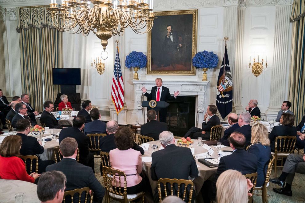 PHOTO: President Donald Trump speaks about ways to combat mass shootings at high schools during a meeting with the nation's governors at the White House on Feb. 26, 2018.