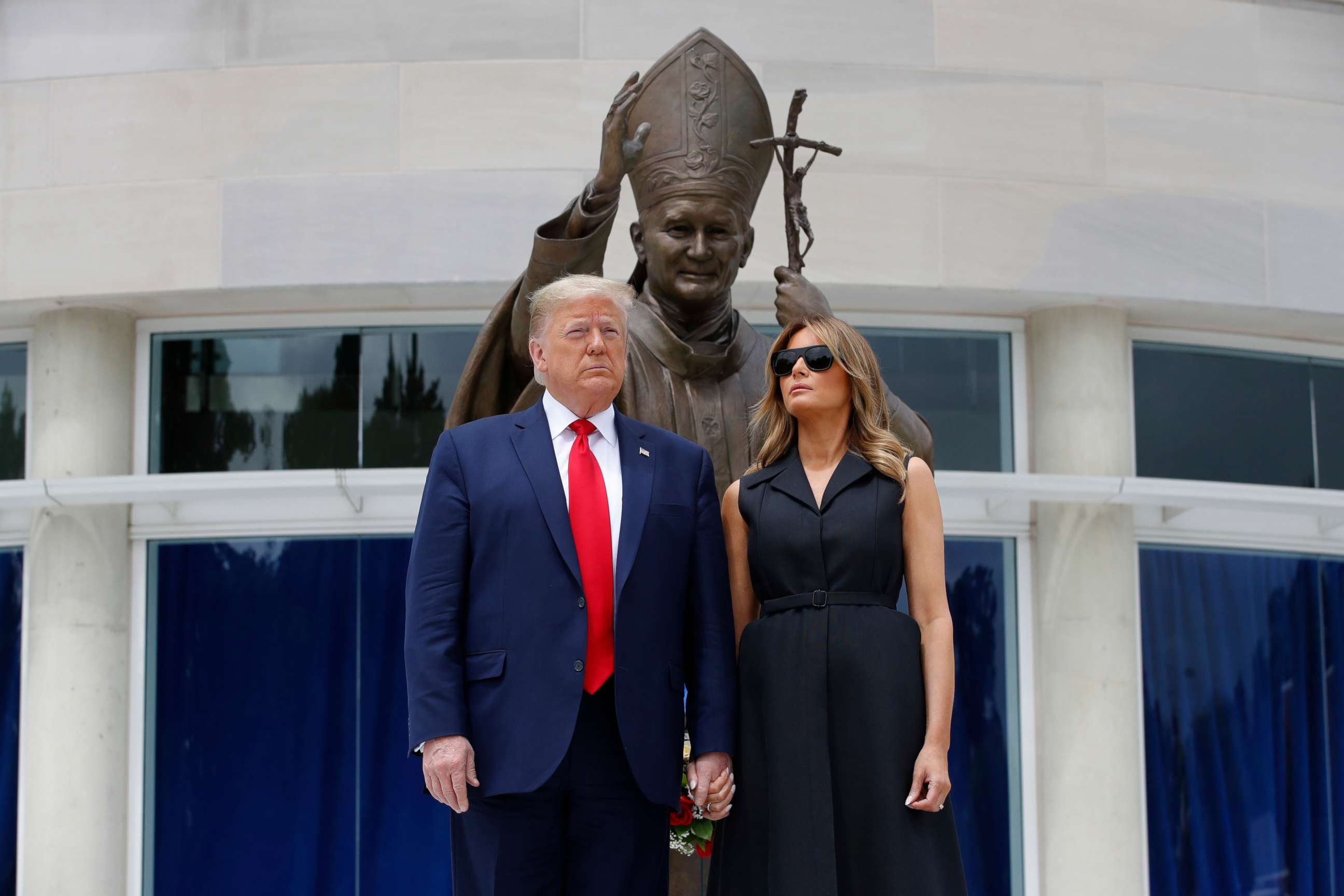 PHOTO: President Donald Trump and first lady Melania Trump visit Saint John Paul II National Shrine, June 2, 2020, in Washington.