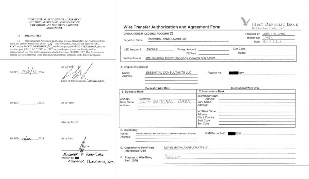 PHOTO: In the days ahead of the 2016 election, Michael Cohen wired Stormy Daniels’ lawyer $130,000 and entered into a confidential settlement agreement to kill the story, according to prosecutors.