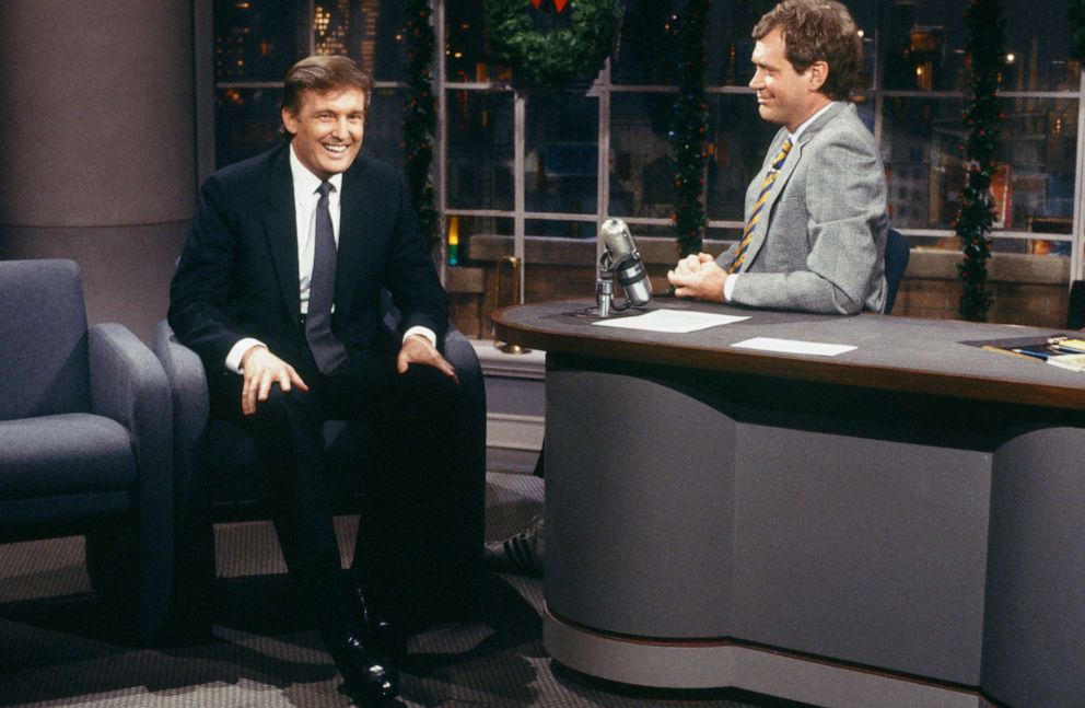 PHOTO: Donald Trump speaks with host David Letterman during an interview, Dec. 22, 1987.