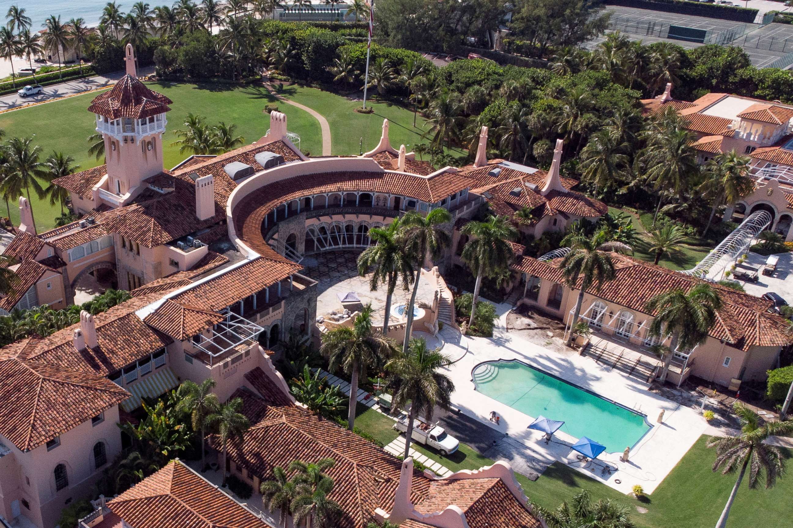PHOTO: An aerial view shows former U.S. President Donald Trump's Mar-a-Lago home after Trump said that FBI agents searched it, in Palm Beach, Fla. Aug. 15, 2022.