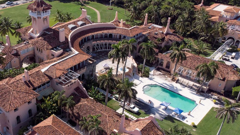 PHOTO: An aerial view shows former U.S. President Donald Trump's Mar-a-Lago home after Trump said that FBI agents searched it, in Palm Beach, Fla. Aug. 15, 2022.
