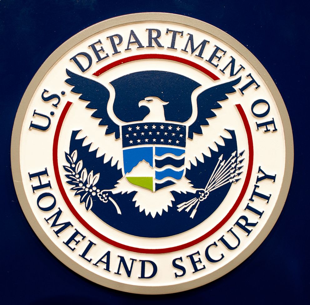 PHOTO:The Homeland Security logo is seen before a press conference at FEMA headquarters in Washington, Aug. 26, 2011.