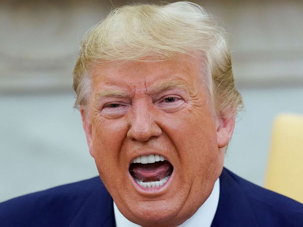 PHOTO: President Donald Trump speaks during a meeting with Finlands President Sauli Niinisto in the Oval Office of the White House in Washington, October 2, 2019.