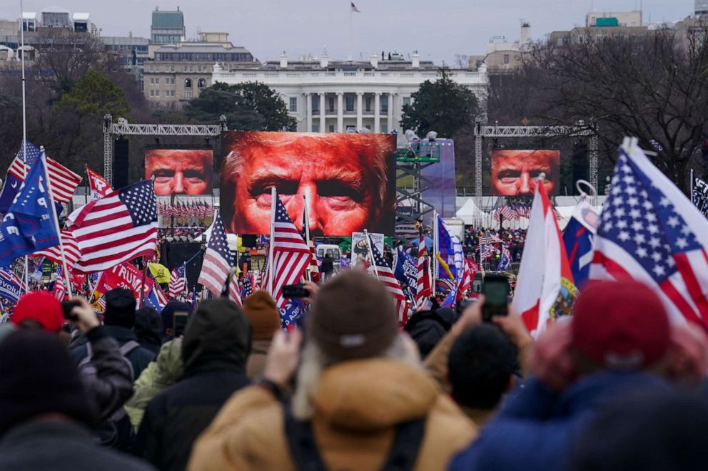 PHOTO: Supporters of U.S. President Donald Trump participate in a rally in Washington, D.C. on Jan. 6, 2021.