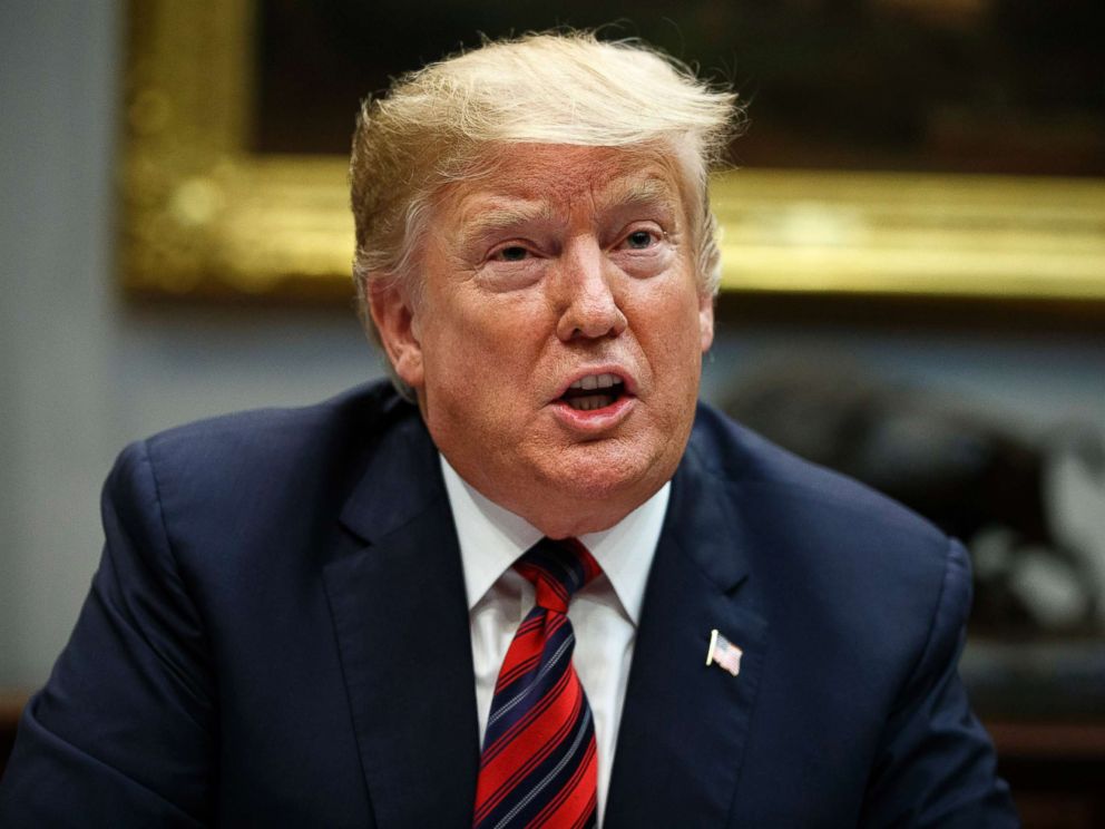 PHOTO: President Donald Trump speaks in the Roosevelt Room of the White House, March 13, 2019.
