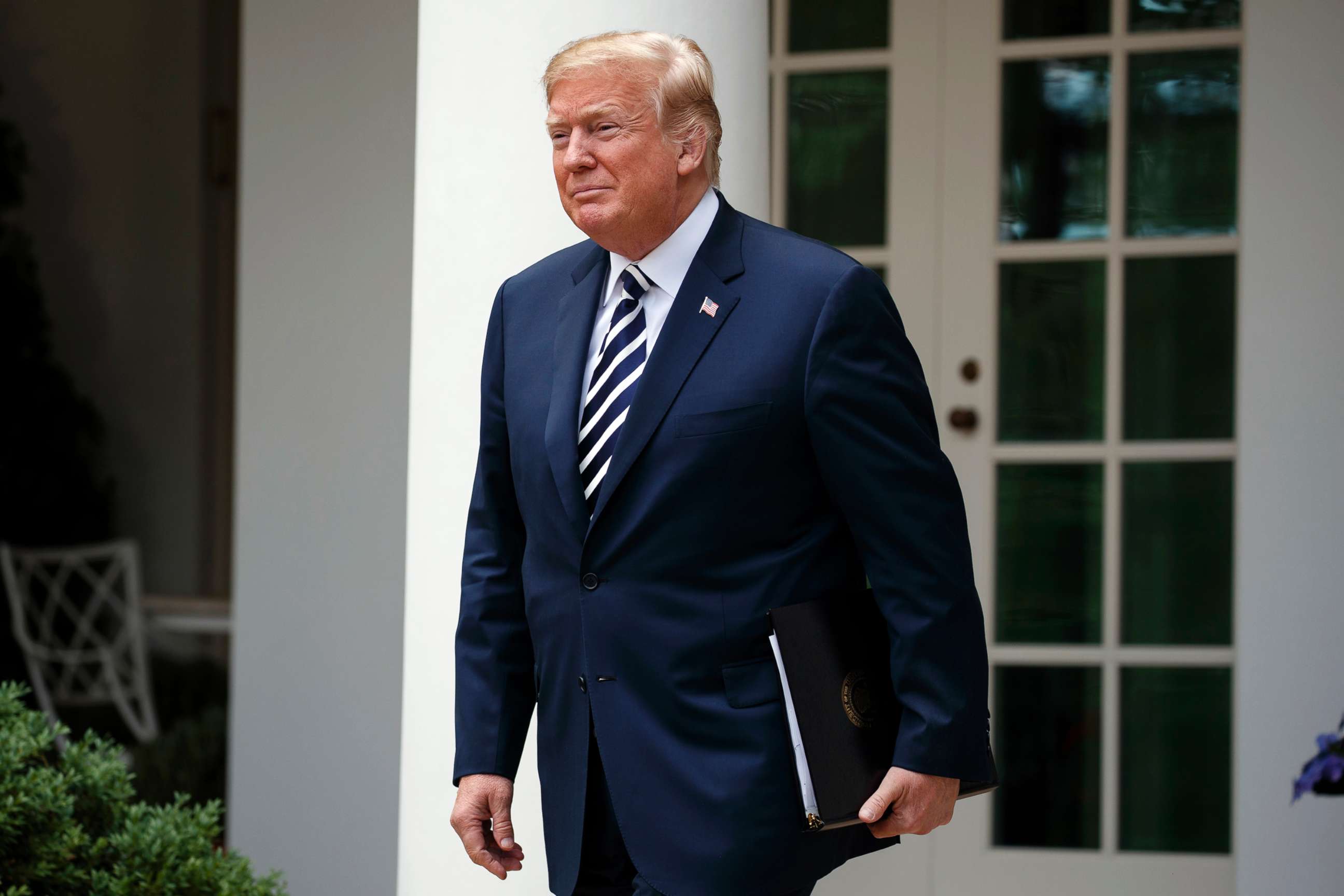 PHOTO: President Donald Trump walks to the Rose Garden of the White House, June 6, 2018.