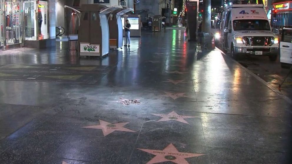 PHOTO: President Donald Trump's star on the Hollywood Walk of Fame was destroyed early this morning, according to ABC affiliate KABC-TV.