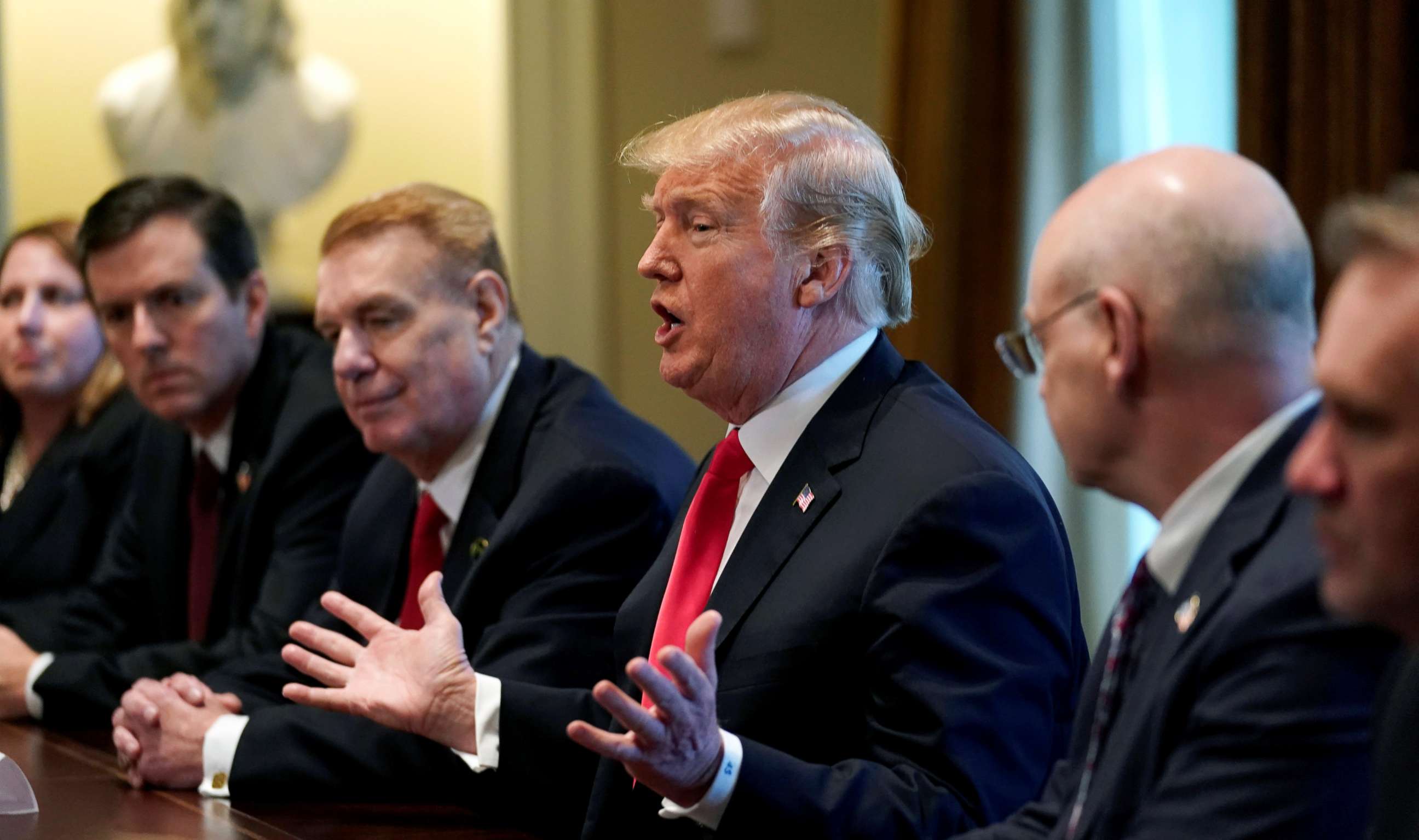 PHOTO: President Donald Trump announces the U.S. will impose tariffs of 25 percent on steel imports and 10 percent on imported aluminum during a meeting at the White House in Washington, D.C., March 1, 2018. 