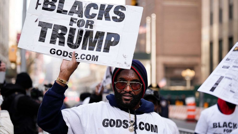 PHOTO: People gather outside the courthouse where former President Donald Trump will arrive later in the day for his arraignment on April 4, 2023 in New York City.