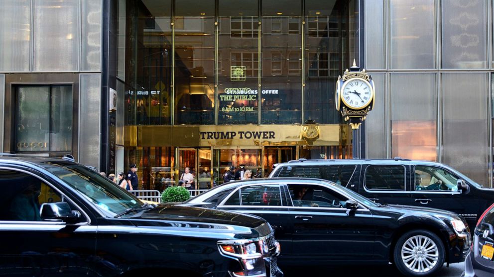 PHOTO: Black limousines pass in front of Trump Tower on Fifth Avenue in New York, New York.
