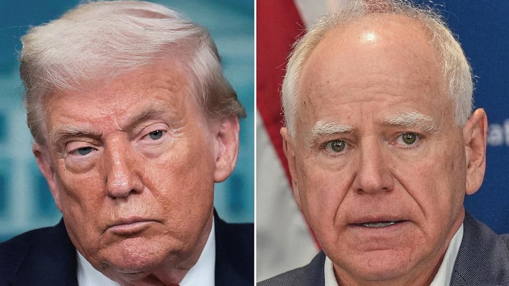 PHOTO: President Donald Trump in Washington, Jan. 20, 2026 and Minnesota Gov. Tim Walz in Minneapolis, Jan. 25, 2026.