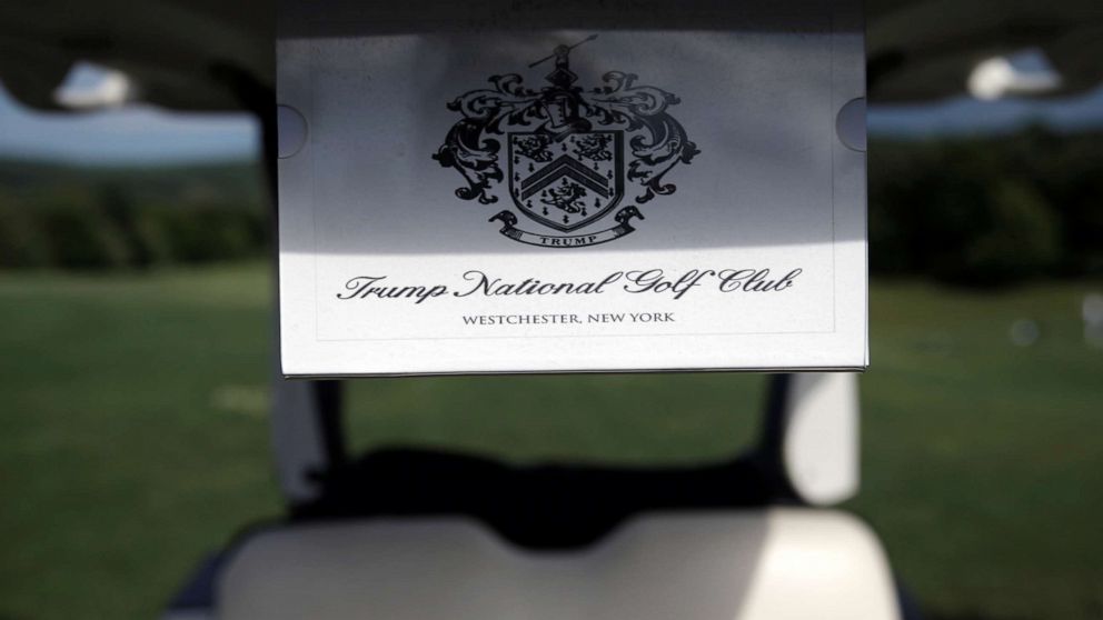 PHOTO: In this June 7, 2016 file photo a golf cart sits near the putting green at the Trump National Golf Club Westchester in Briarcliff Manor, N.Y.