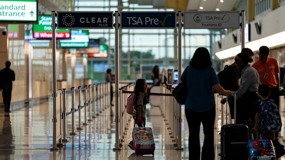 PHOTO: The North Transportation Security Administration security checkpoint at Ronald Reagan Washington National Airport, July 8, 2025, in Arlington, Va. 