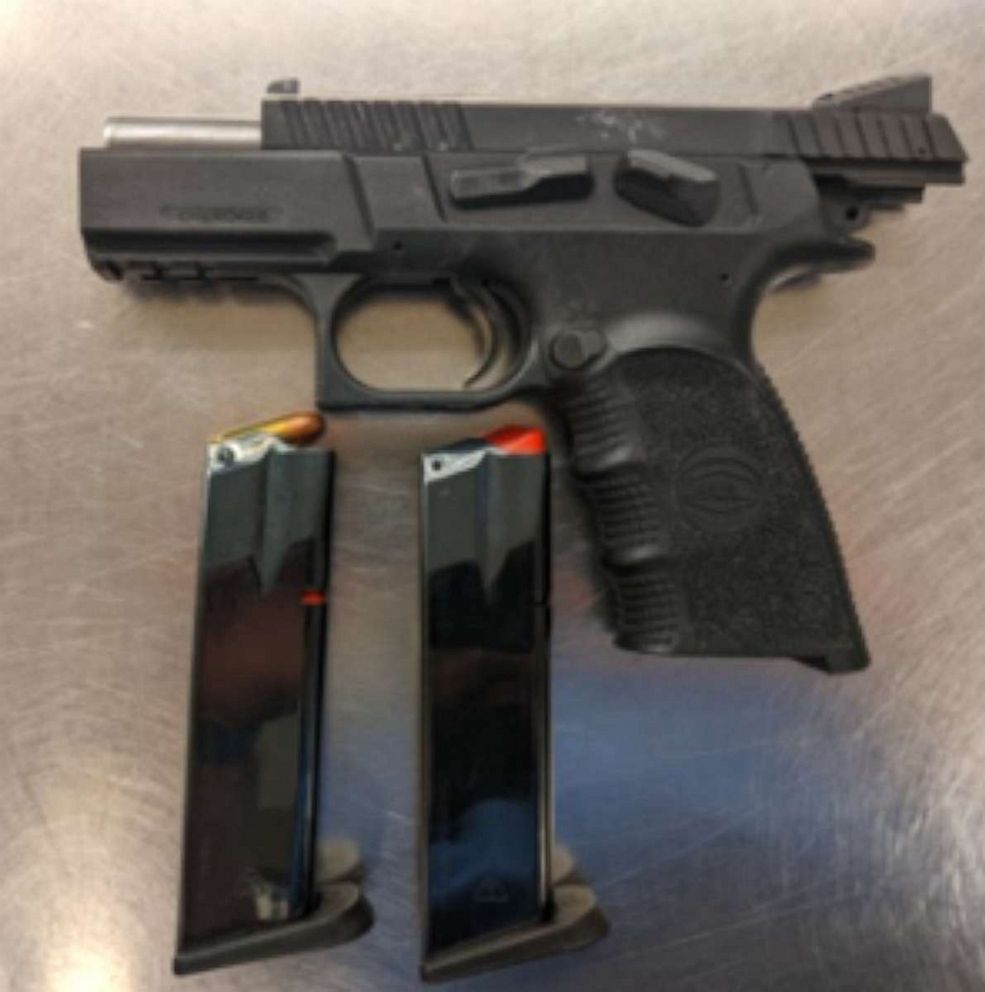 PHOTO: TSA officers prevented a Pittsburgh, Pa., woman from carrying this handgun through the security checkpoint at Pittsburgh International Airport on March 18, 2023.