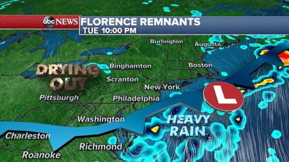 PHOTO: The rain will leave the east coast Tuesday night.