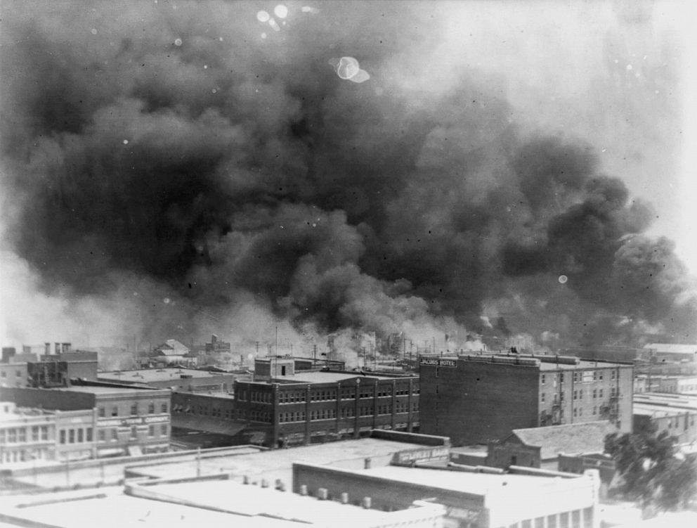 PHOTO: In this 1921 image, smoke billows over Tulsa, Okla.