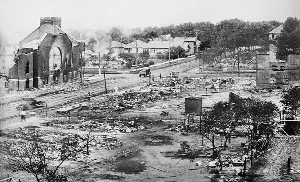 PHOTO: Part of Greenwood District burned in Tulsa, Oklahoma, June 1921.