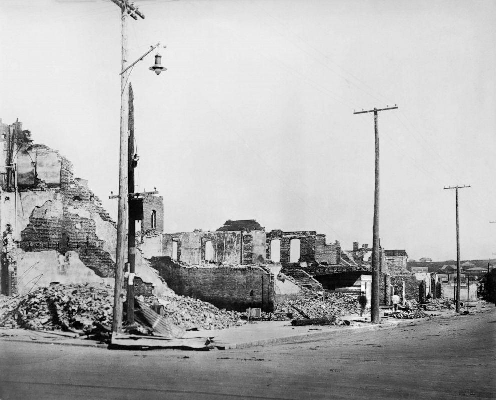 PHOTO: Williams Building after race riots, N. Greenwood, Tulsa, Oklahoma, June 1921.